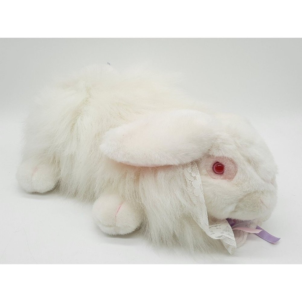 1992 VINTAGE 15” A & A Plush Solf N Cuddly Bunny White Albino Pink Eyes. W/ Tags